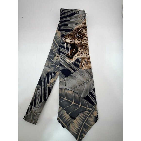 VTG ASSORTED LOT OF 3 -Blue Silk Ties Made in Italy - Jungle, Rams, Pattern - Picture 5 of 11